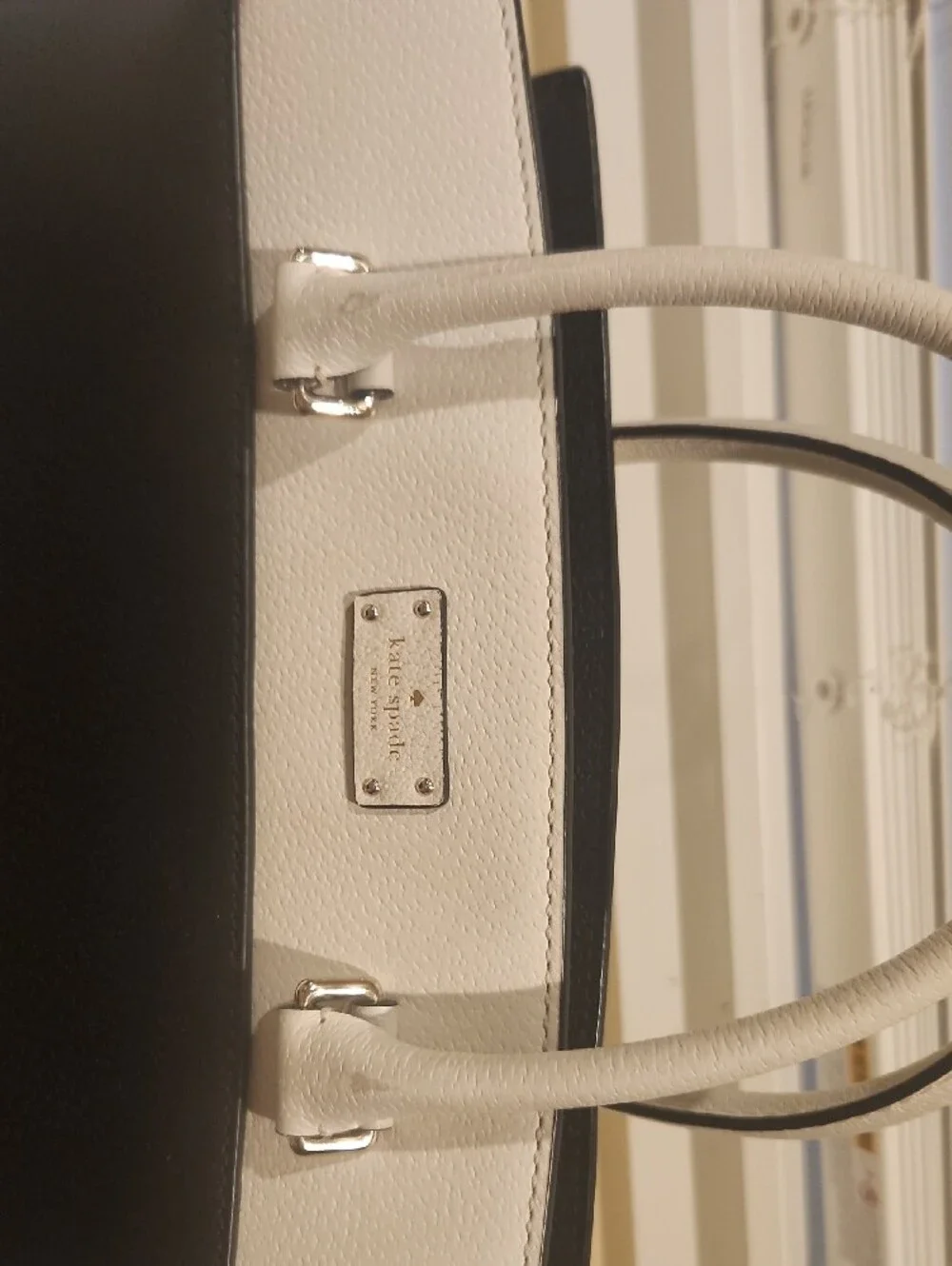 kate spade Black and White Leather Two-Tone Satchel